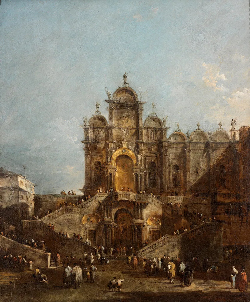 Schule von San Marco mit Loggia, die für die Segnung durch Papst Pius VI. am 19. Mai 1782 errichtet wurde, Campo San Zanipolo - Francesco Guardi
