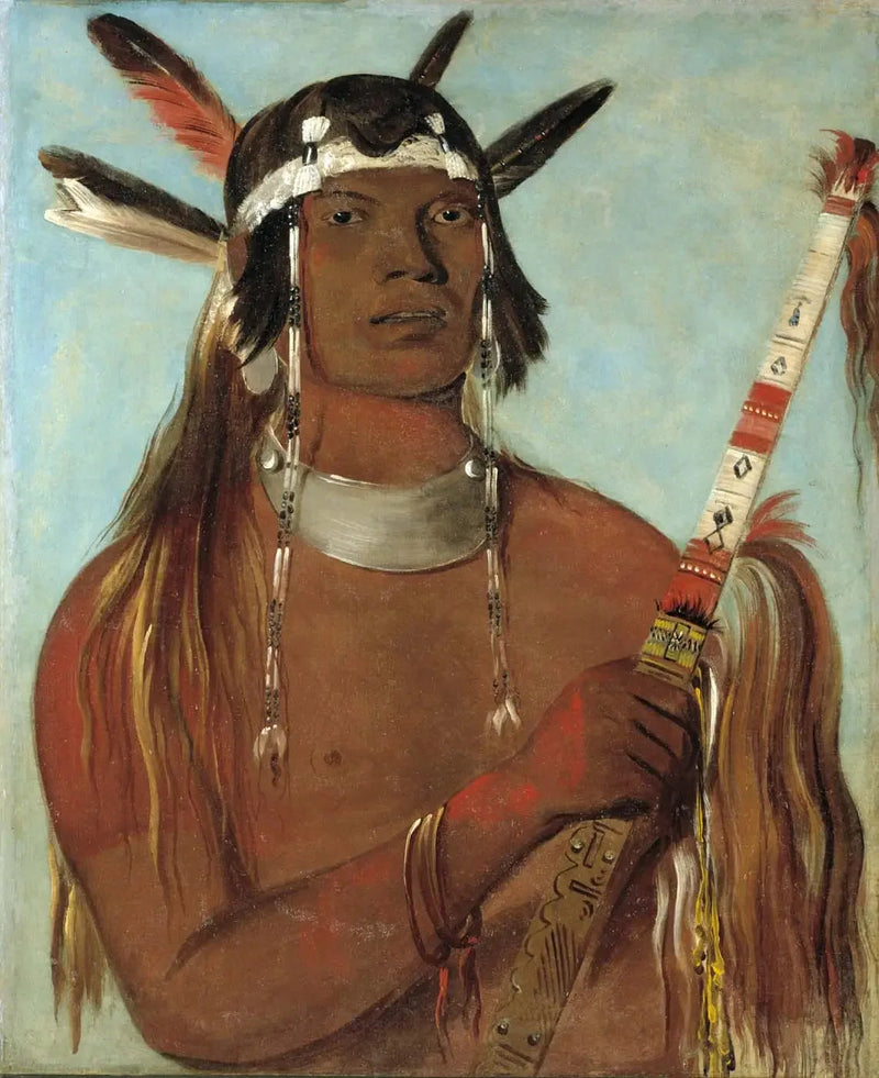 Seehk-hée-da, Mausfarbe Feder, ein anerkannter Tapferer - George Catlin