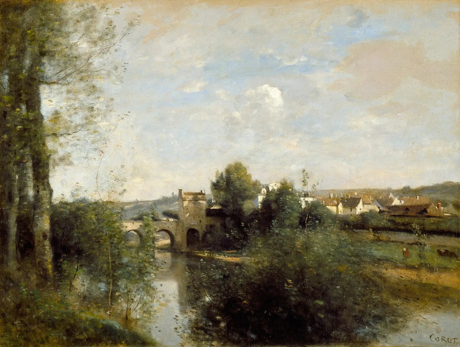 Seine und alte Brücke in Limay - Jean-Baptiste Camille Corot