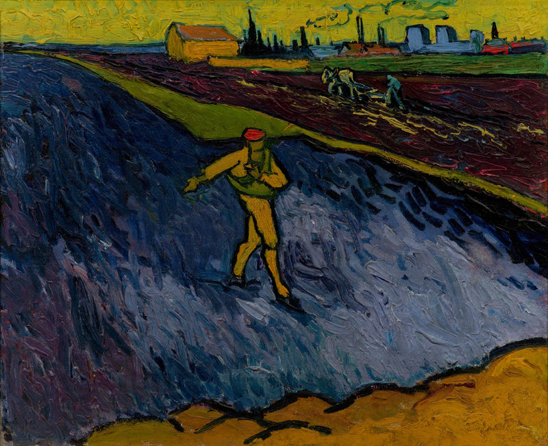 Der Sämann: die Umgebung von Arles im Hintergrund - Vincent van Gogh