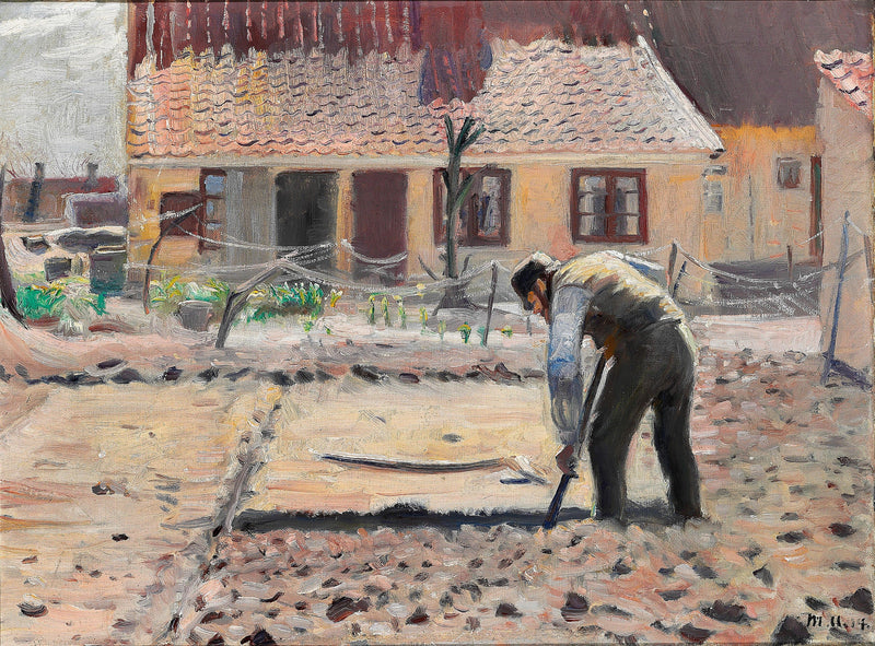Senius arbeitet in seinem Gemüsegarten. – Michael Peter Ancher