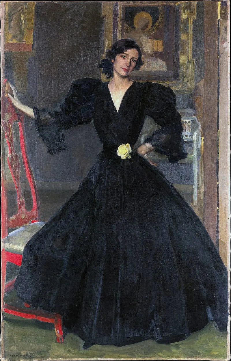 Señora de Sorolla (Clotilde García del Castillo, 1865-1929) in Schwarz - Joaquín Sorolla