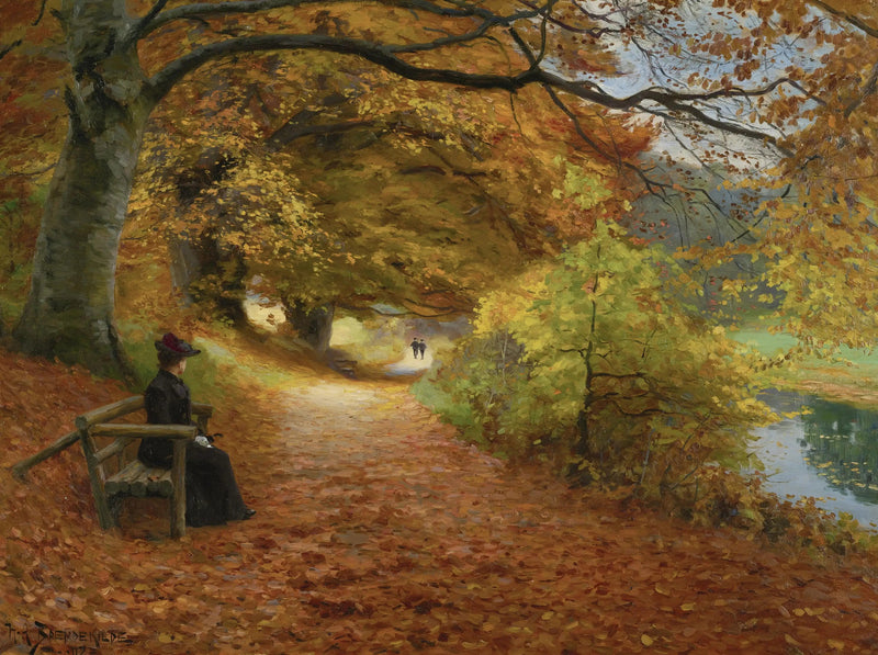 Waldweg im Herbst - H. A. Brendekilde