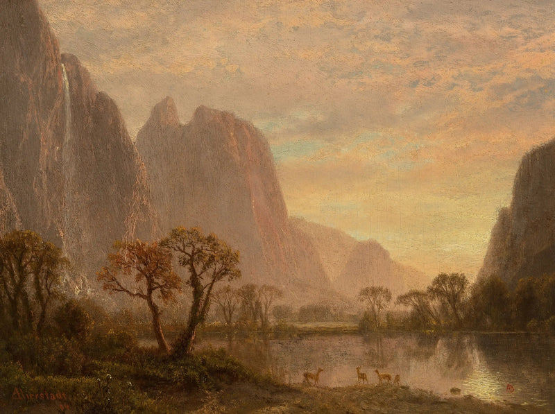 Sentinel Falls und Cathedral Peaks im Yosemite-Tal - Albert Bierstadt