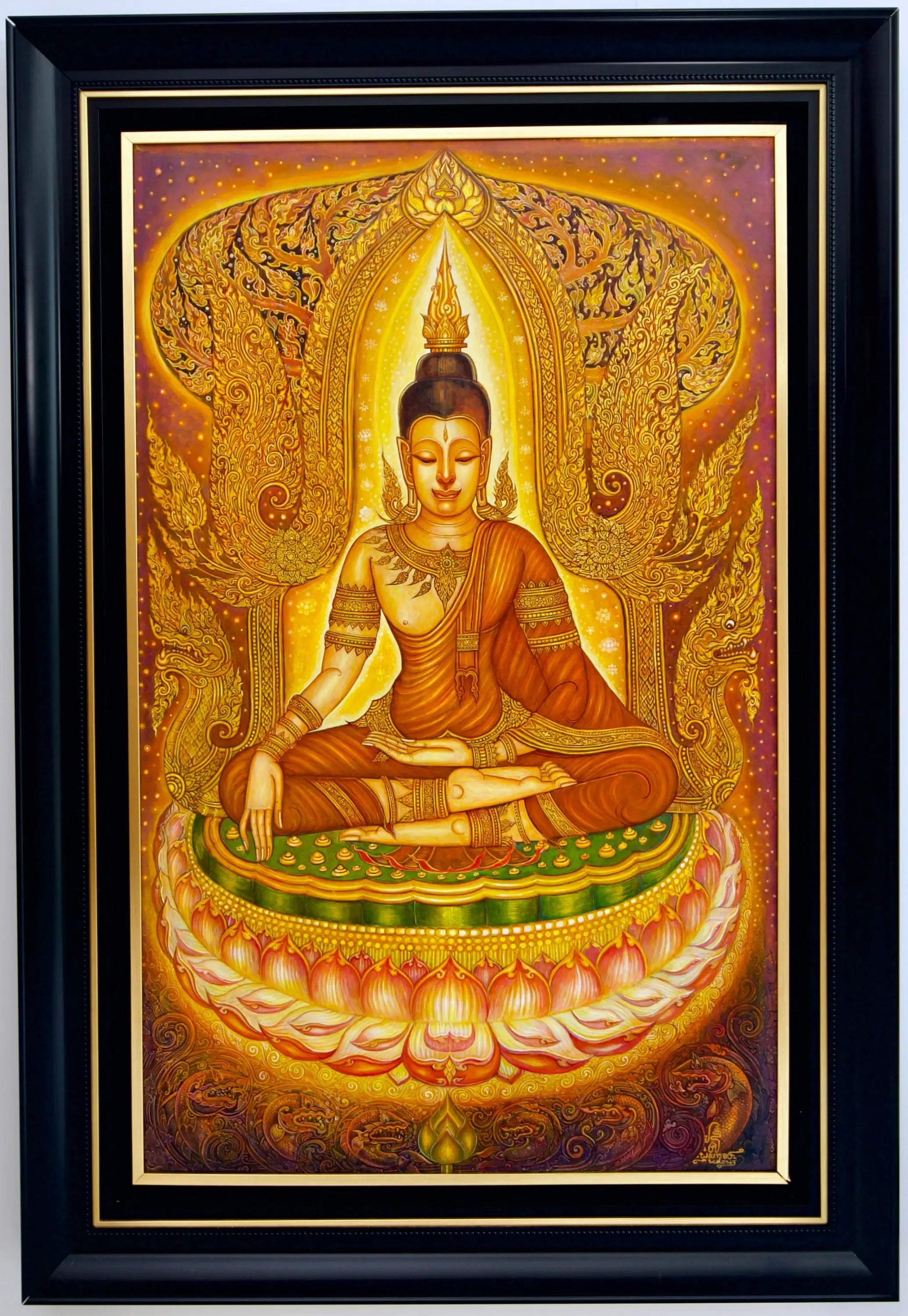 Sérénité du Bouddha | 80 x 130 cm image 4 copie de tableau peinte à la main