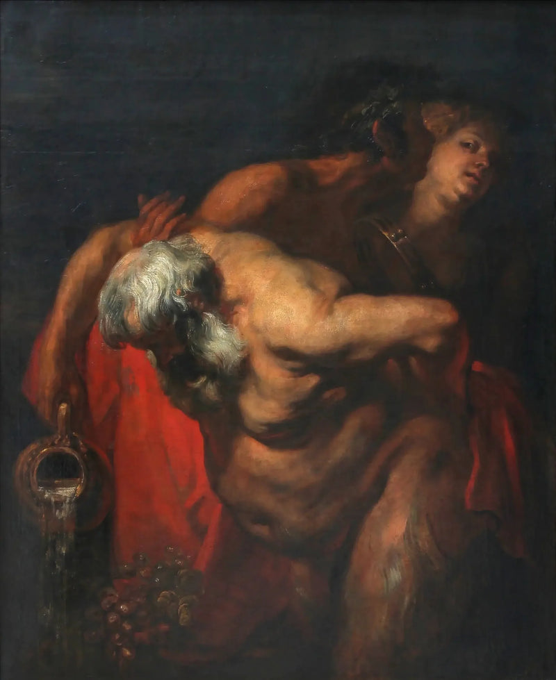 Silène ivre unterstützt von einem Faun und einer Bacchantin - Antoine van Dyck