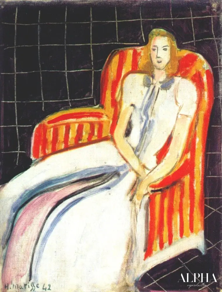 Simone dans un fauteuil à rayures - Matisse - Reproductions de tableaux et peintures haut de gamme