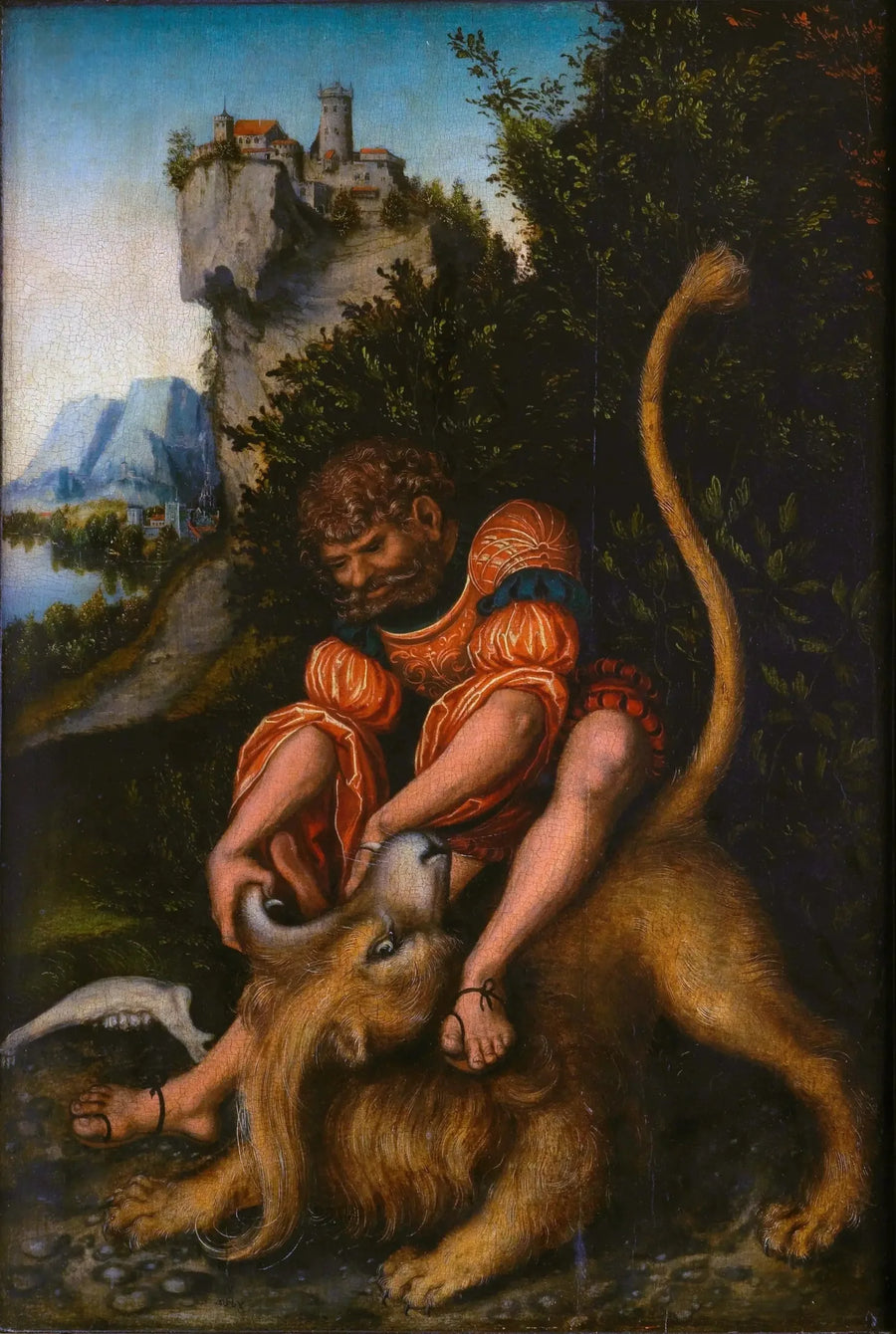 Simson kämpft mit einem Löwen - Lucas Cranach der Ältere