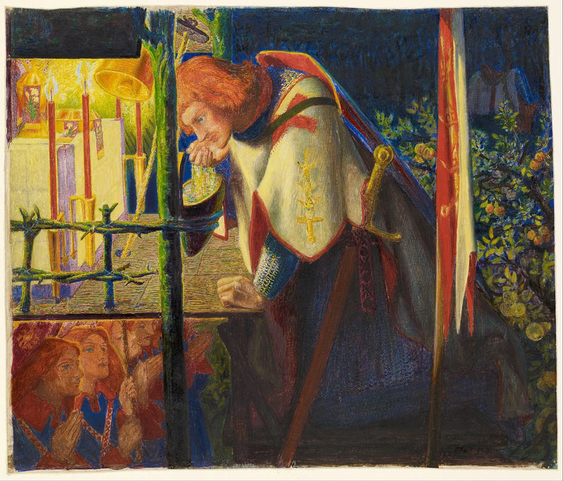 Sir Galahad in der Ruine der Kapelle - Dante Gabriel Rossetti