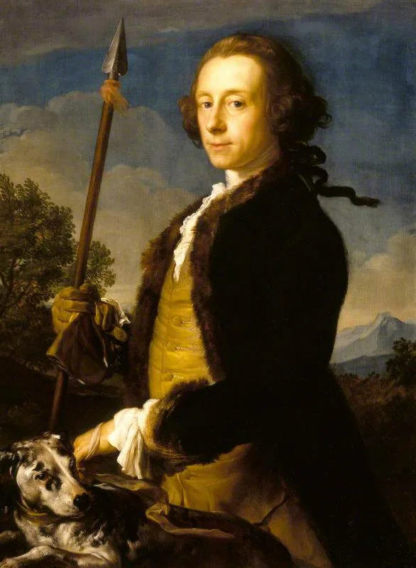 Sir Matthew Fetherstonhaugh, 1. Baronet, Abgeordneter (1714-1774) als Jäger mit einer Eberlanze - Pompeo Batoni