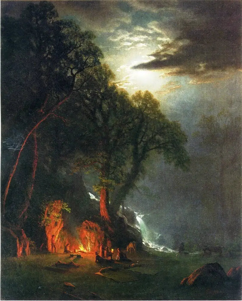 Lagerfeuer-Szene, Yosemite - Albert Bierstadt
