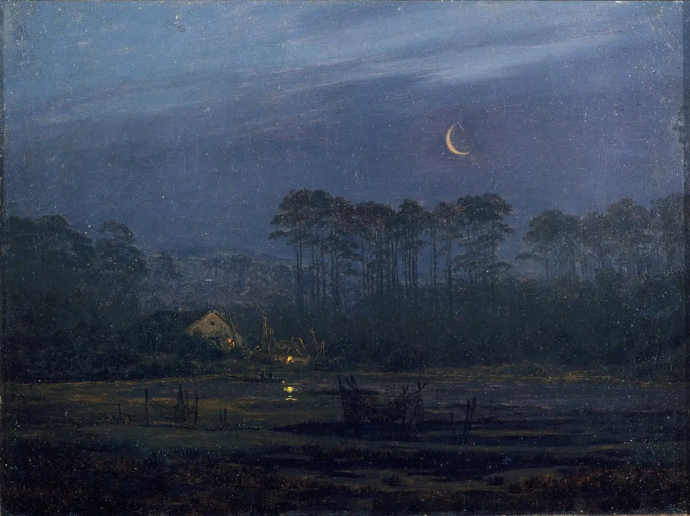Soir au bord de la rivière - Caspar David Friedrich image 1 reproduction de peinture à l’huile