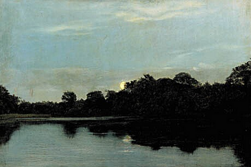 Abend am Seeufer bei Mondschein. - Carl Heinrich Bloch