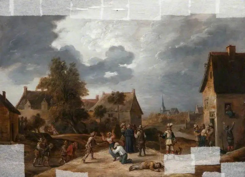 Soldaten, die ein Dorf plündern - David Teniers der Jüngere