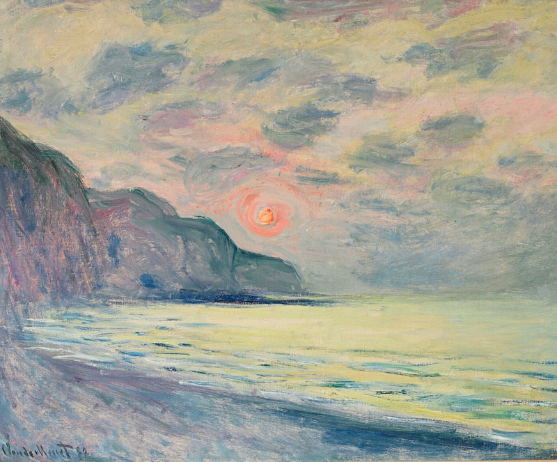Untergehende Sonne, nebliges Wetter, Pourville W782 - Claude Monet