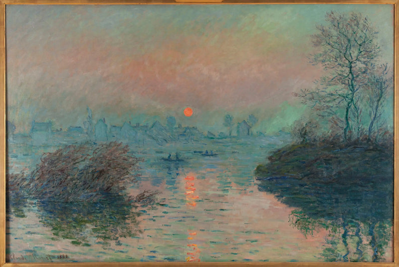 Sonnenuntergang über der Seine in Lavacourt, Wintereffekt - Claude Monet