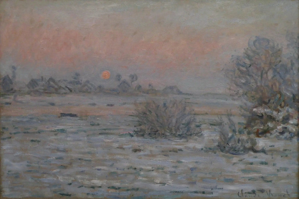 Soleil d'hiver à Lavacourt - Claude Monet image 1 copie peinte à la main à l’huile