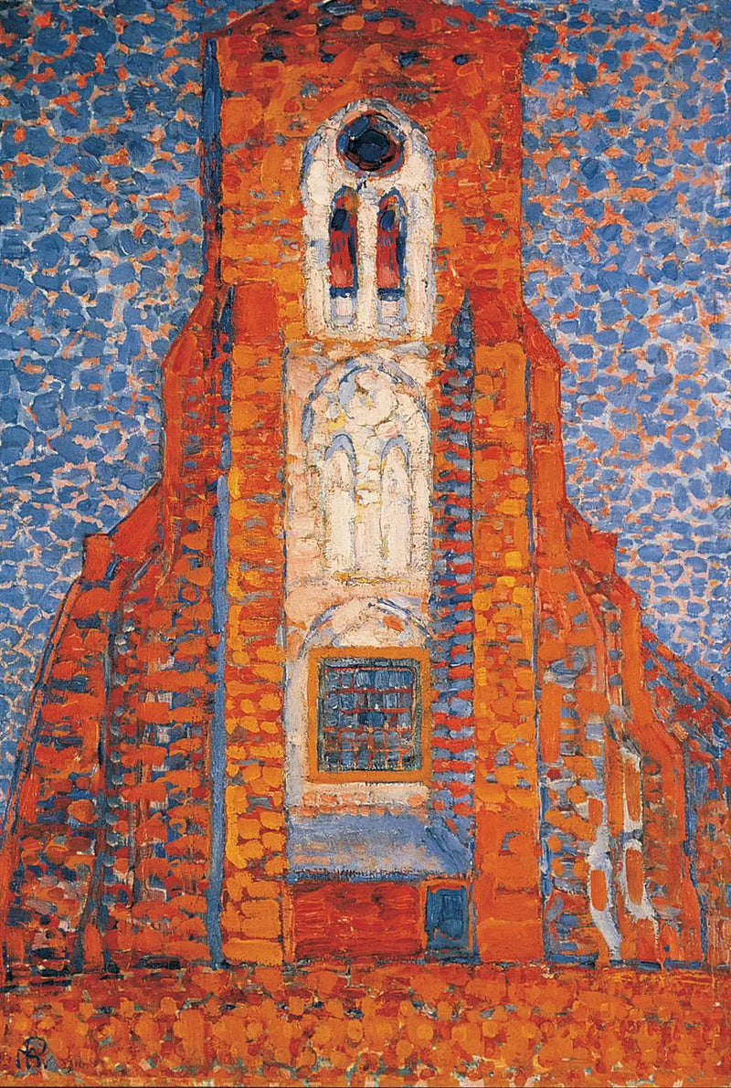 Sonne, Kirche von Zeeland; Fassade der Kirche von Zoutelande - Piet Mondrian