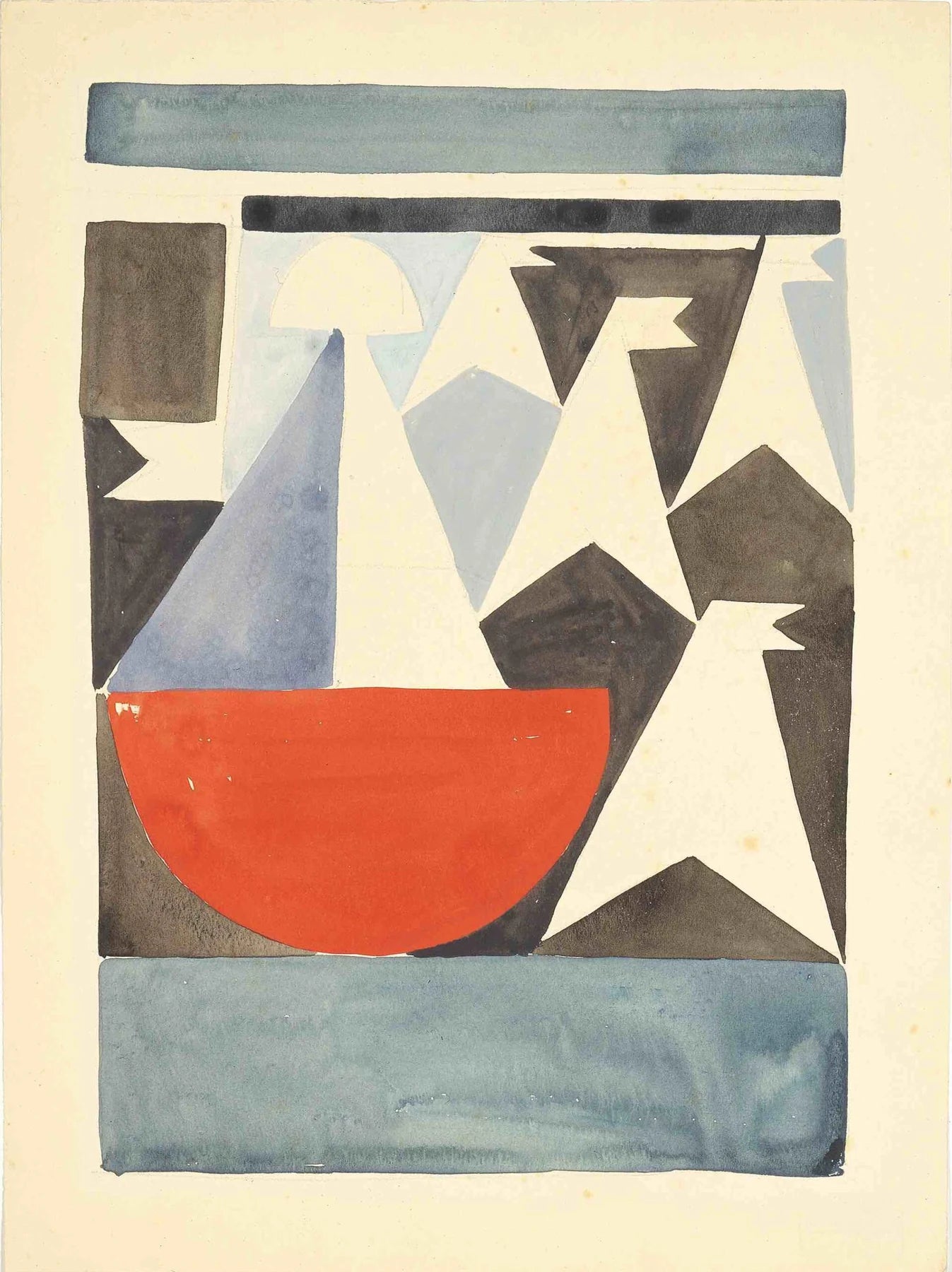 Motif abstrait. Composition verticale-horizontale, peinture de Sophie Taeuber-Arp