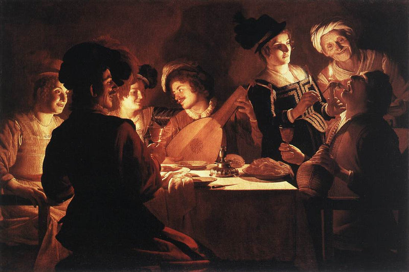Abendessen mit einem Lautenspieler - Gerrit van Honthorst