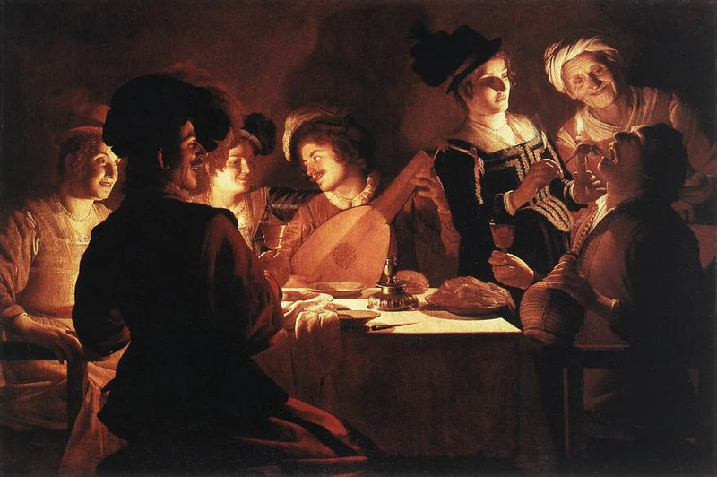 Abendessen mit einem Lautenspieler - Gerrit van Honthorst