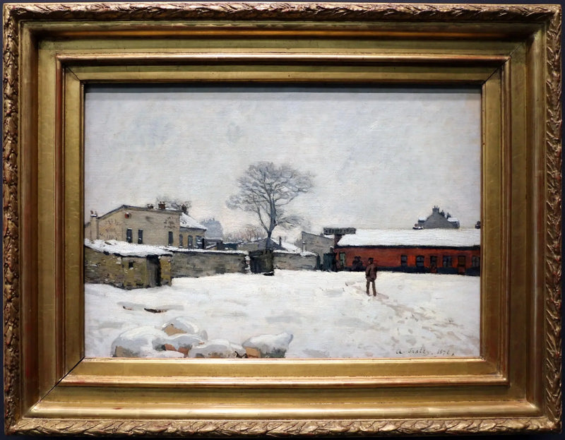Unter dem Schnee: Bauernhofhof in Marly-le-Roi - Alfred Sisley