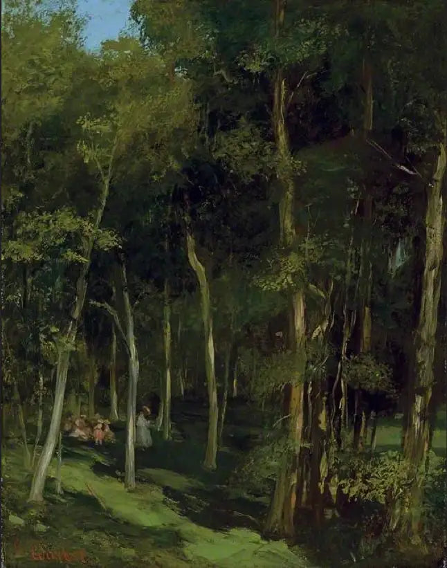 Unter den Bäumen in Port-Berteau, tanzende Kinder - Gustave Courbet