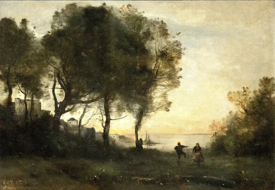 Souvenir d'Italie ; Tänzer an den Ufern von Capri - Jean-Baptiste Camille Corot