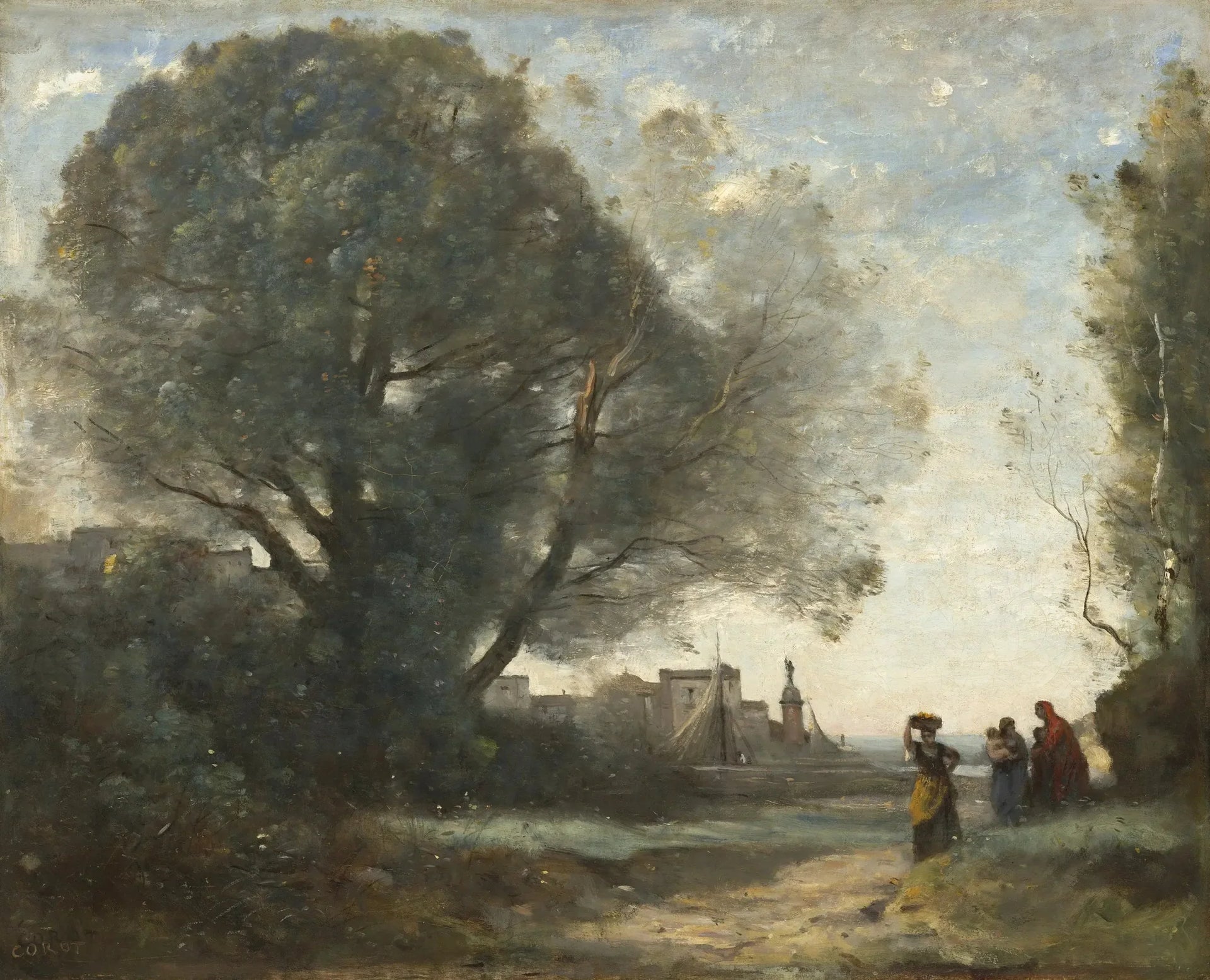 Souvenir de Terracine - Jean-Baptiste Camille Corot image 1 reproduction de peinture à l’huile