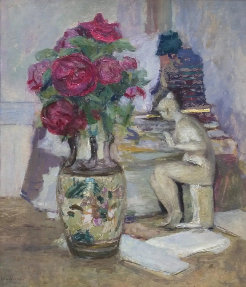 Maillol-Statue und rote Rosen - Édouard Vuillard