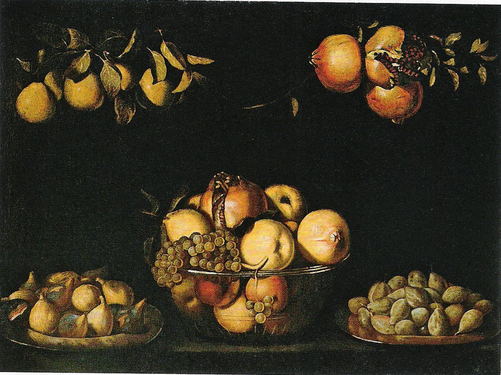 Stillleben mit Fruchtschale aus Glas und hängenden Früchten - Juan van der Hamen image 1 reproduction artisanale de tableau