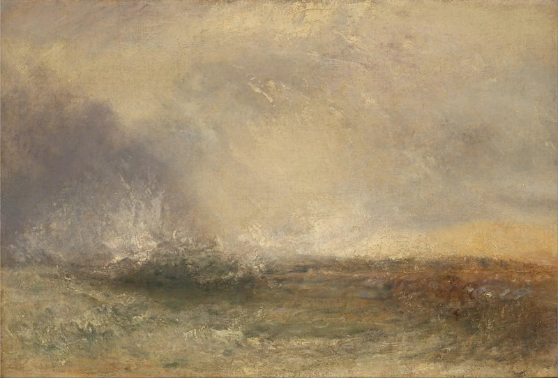 Stürmische See bricht an einem Ufer - J. M. W. Turner