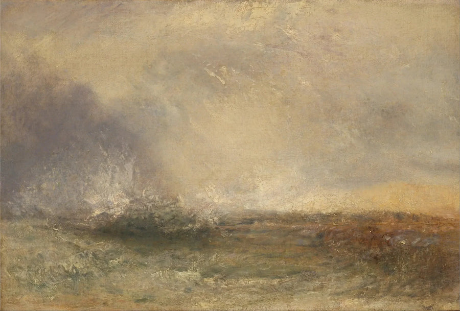 Stürmische See bricht an einem Ufer - J. M. W. Turner