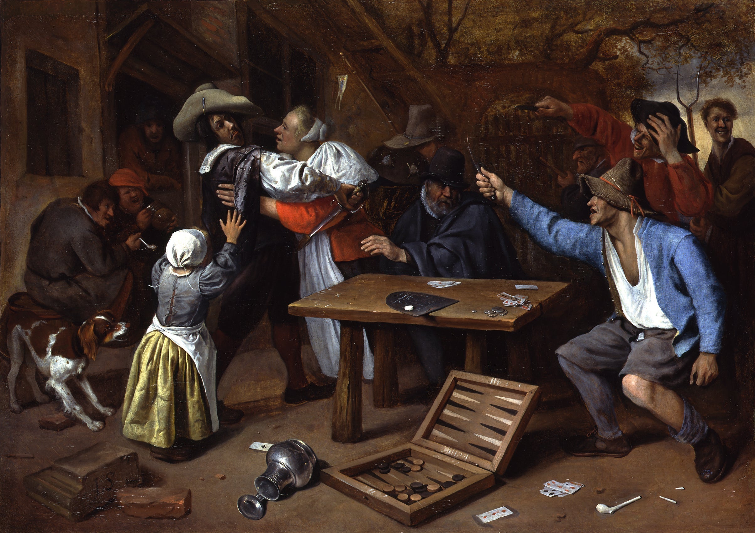 Streit beim Kartenspiel - Jan Steen image 1 reproduction artisanale de tableau