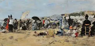 Am Strand von Trouville - Eugène Boudin