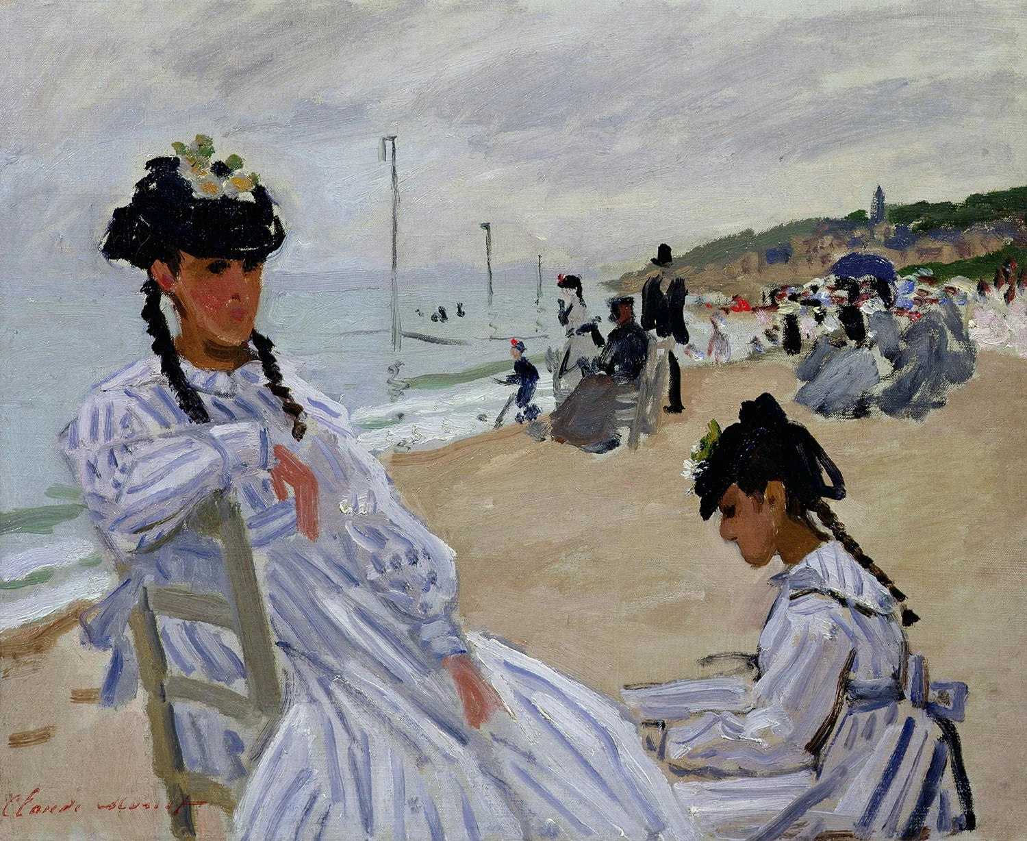 Sur la plage à Trouville W162 par Claude Monet, 1870, musée Marmottan Monet