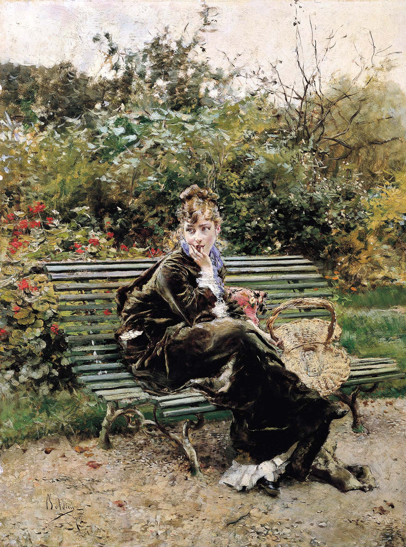 Auf einer Bank im Bois - Giovanni Boldini