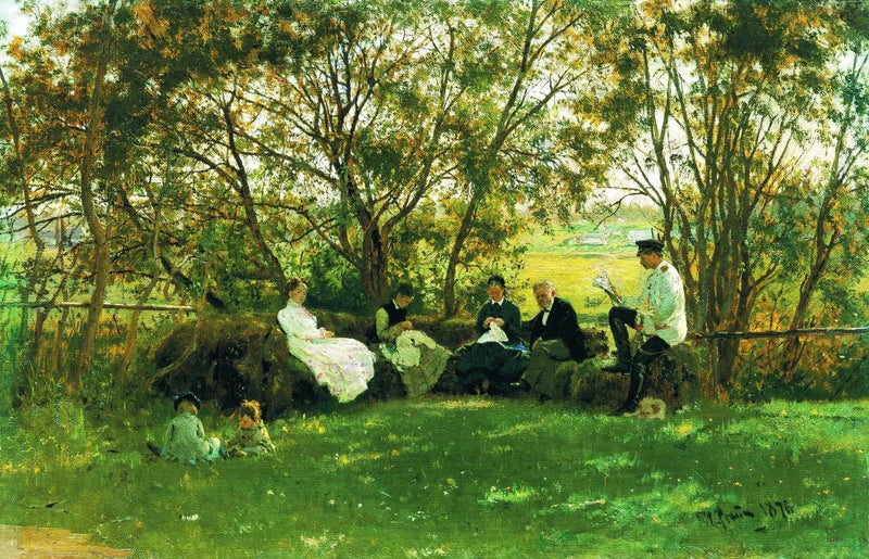 Auf einer Bank im Rasen - Ilya Repin