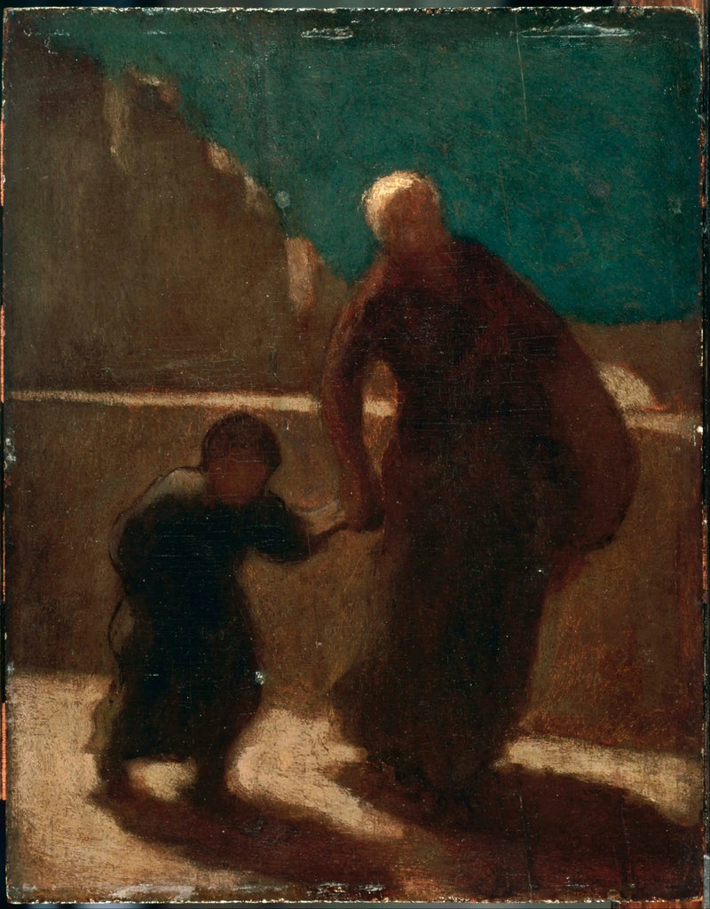 Auf einer Brücke bei Nacht - Honoré Daumier