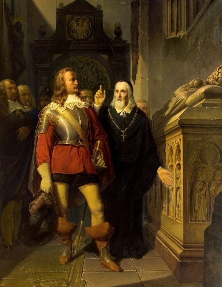 Szymon Starowolski und Charles Gustav vor dem Grab von Władysław Łokietek. - Jan Matejko