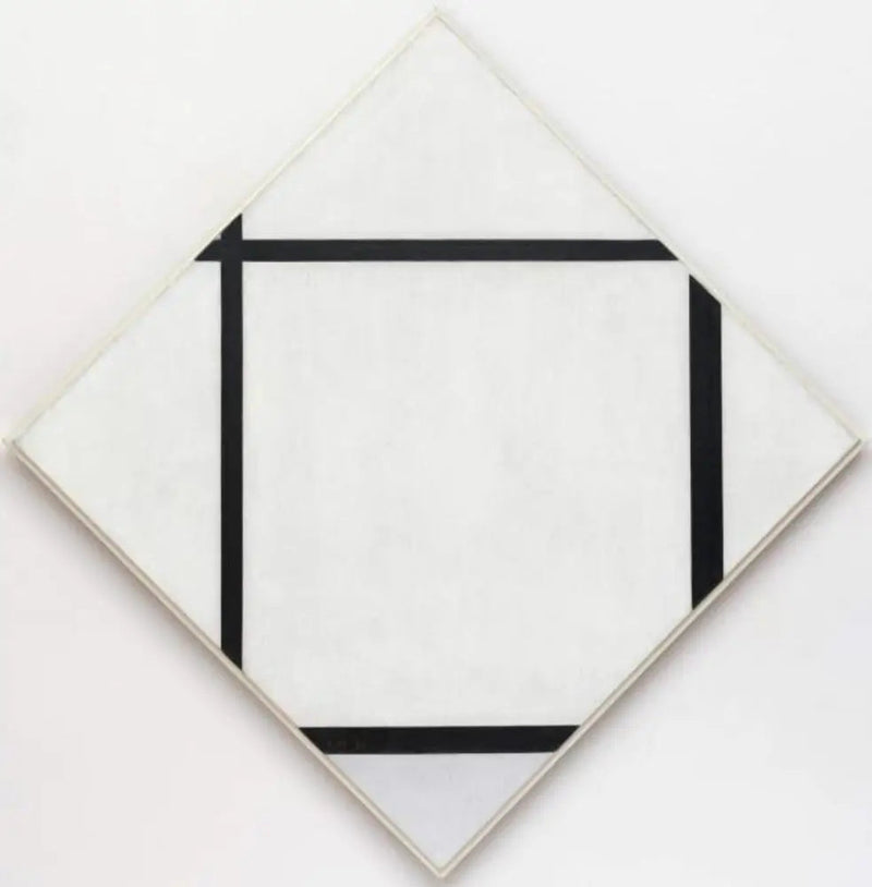 Tafel I: Raute mit vier Linien und Grau - Piet Mondrian