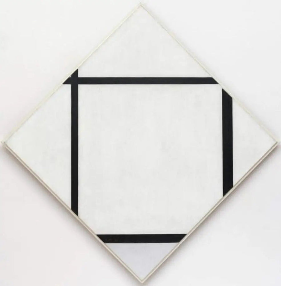 Tafel I: Raute mit vier Linien und Grau - Piet Mondrian