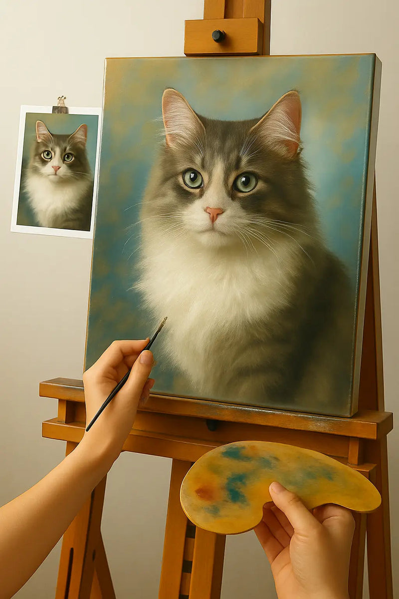 🎨 Personalisierte Katzenmalerei – Einzigartiges Ölgemälde