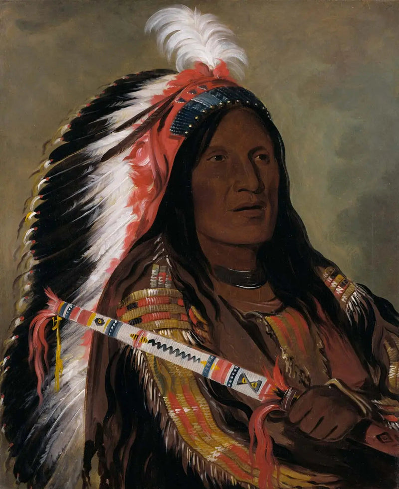 Táh-téck-a-da-háir, Vent raide, ein Mitglied der Gruppe Bad Arrow Points - George Catlin