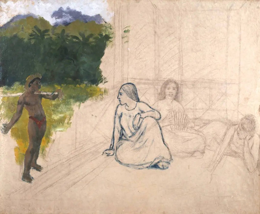 Tahitianer oder Tahitianerinnen in Ruhe - Paul Gauguin