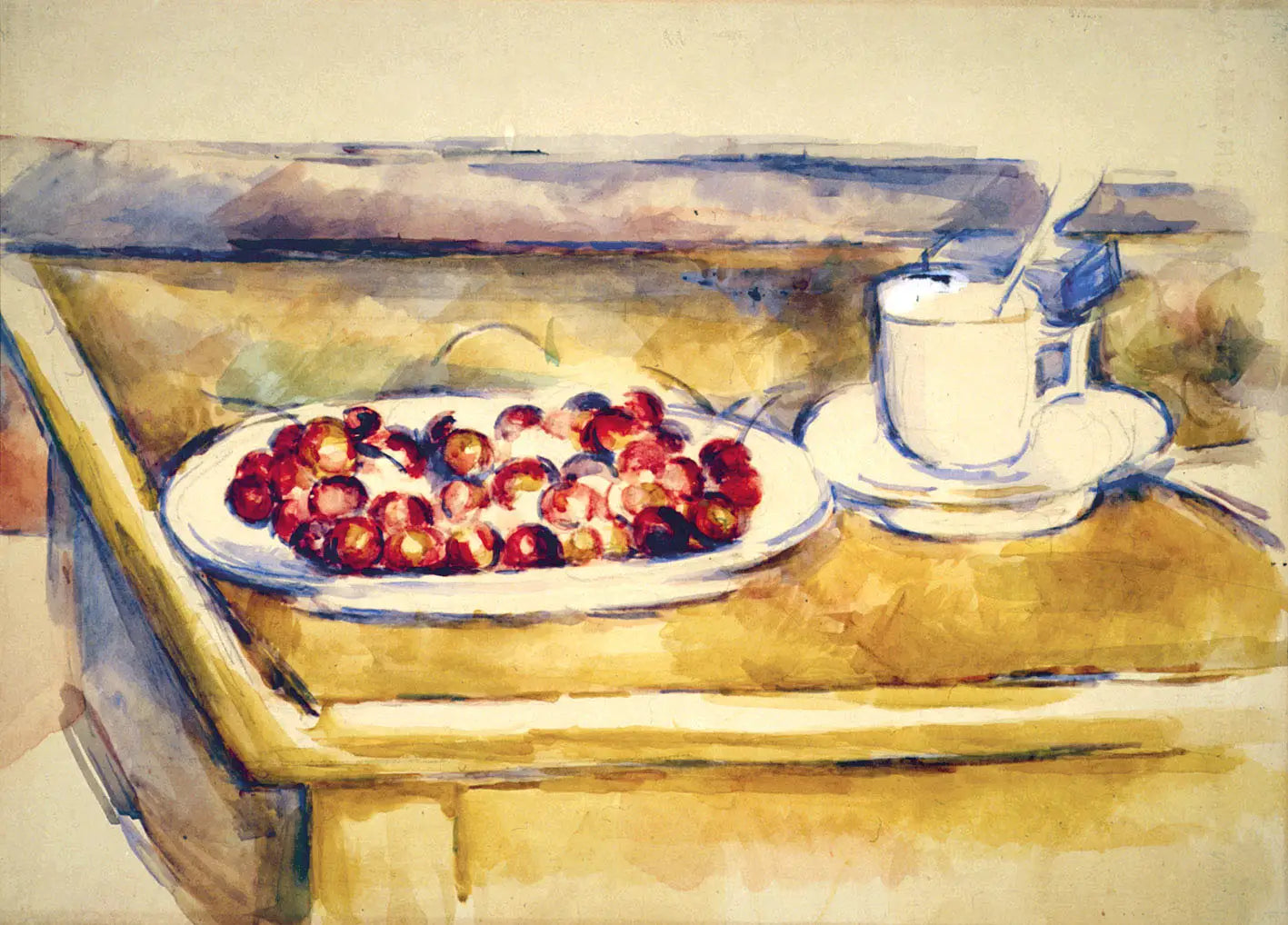 Tasse et plat de cerises - Paul Cézanne image 1 reproduction de peinture à l’huile