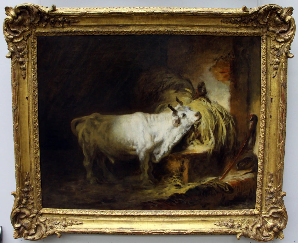 Taureau blanc à l'étable - Jean-Honoré Fragonard image 1 reproduction d’œuvre d’art à l’huile
