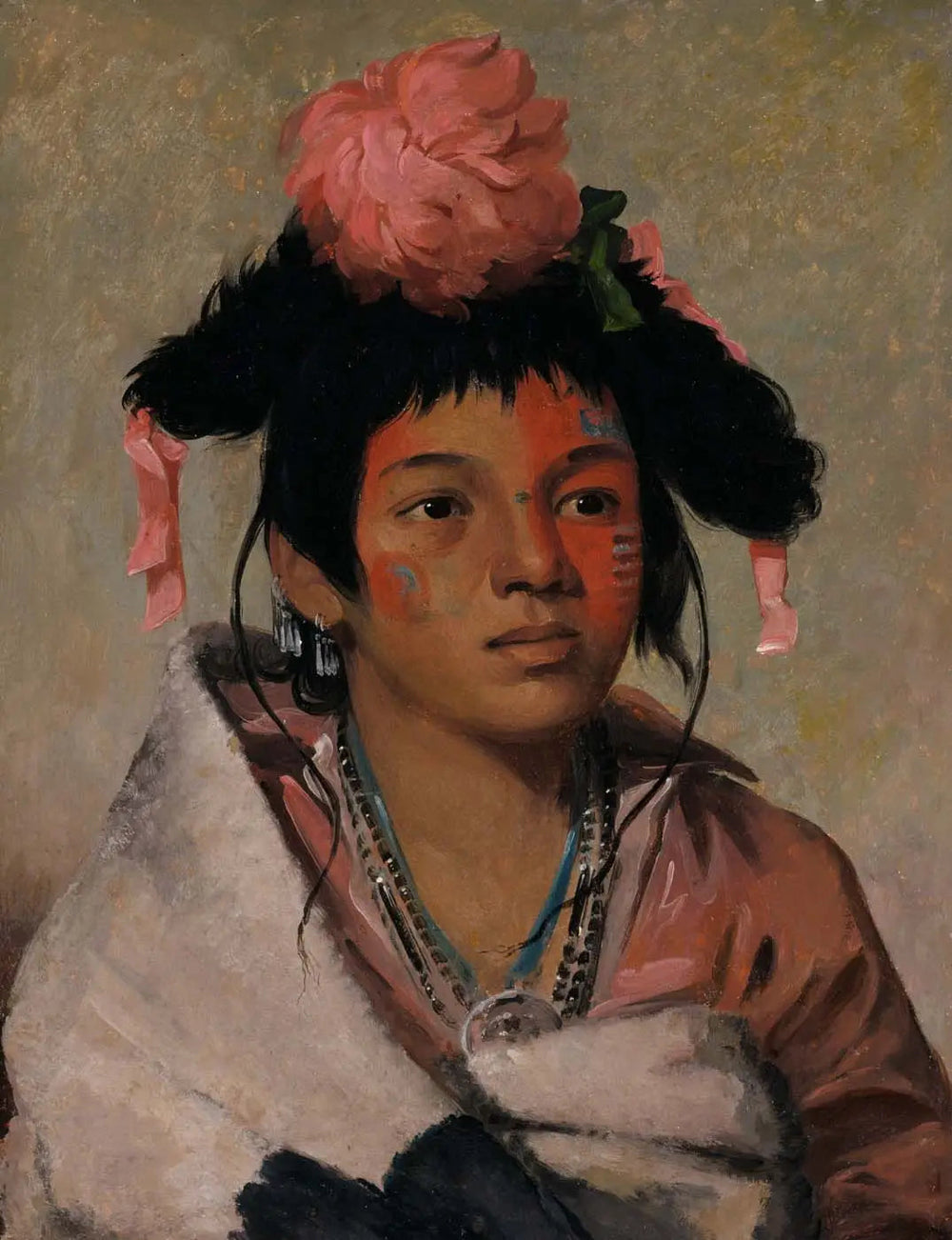 Tcha-káuk-o-ko-máaugh, grand chef, un garçon - George Catlin image 1 copie de tableau peinte à la main
