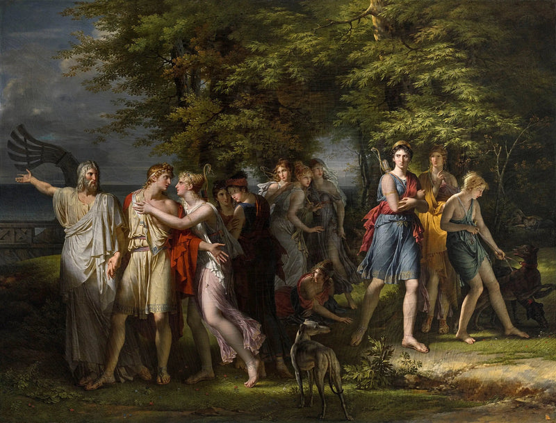 Télémaque, gedrängt von Mentor, verlässt die Insel Calypso - Charles Meynier