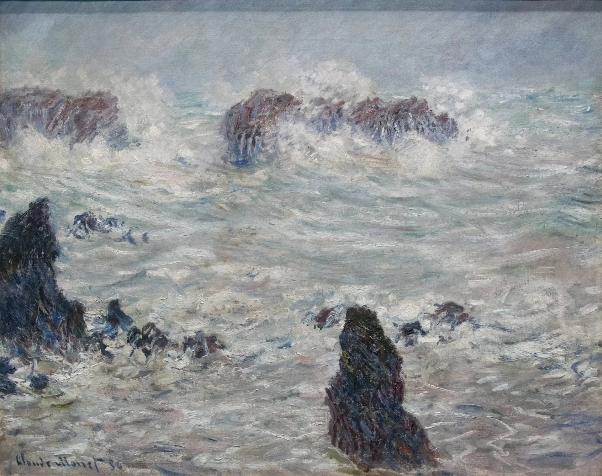 Tempête, côtes de Belle-Ile - Claude Monet image 1 reproduction artisanale de tableau